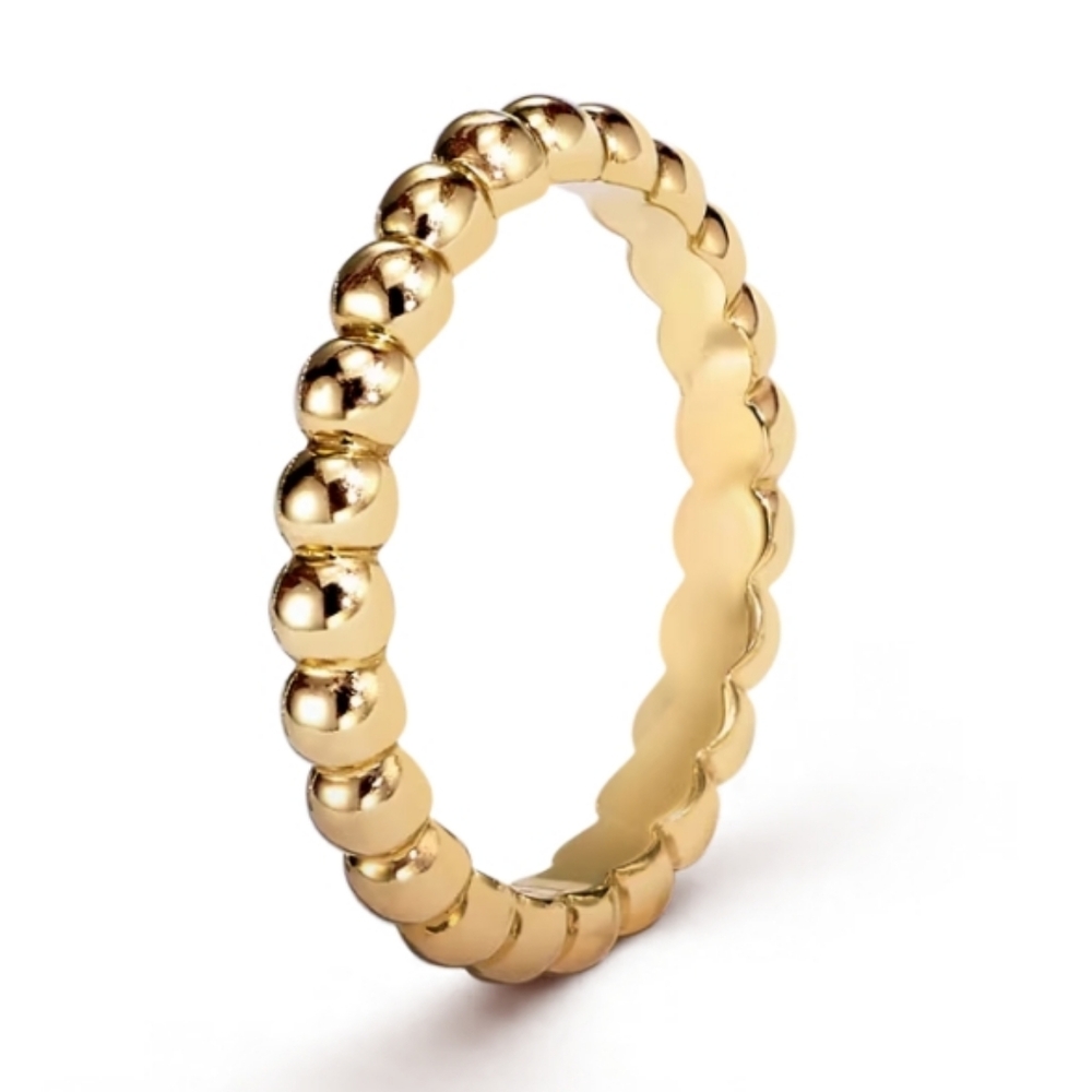 Two 18K YG VCA Inspired Perlée pearls of gold ring, medium model - TWO bands